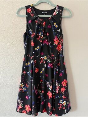 Express Black Floral Sleeveless Fit-and-Flare Summer Dress
